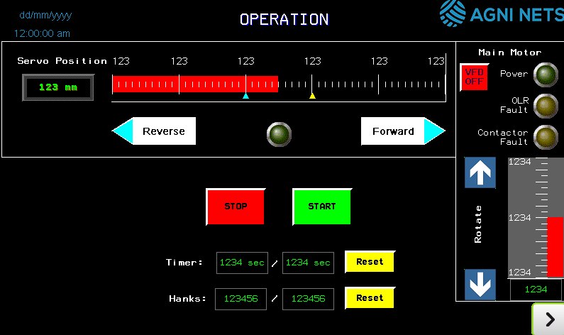 Fishing line winder HMI control screen