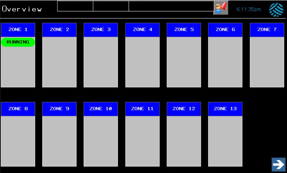 Pallet conveyor zone control HMI